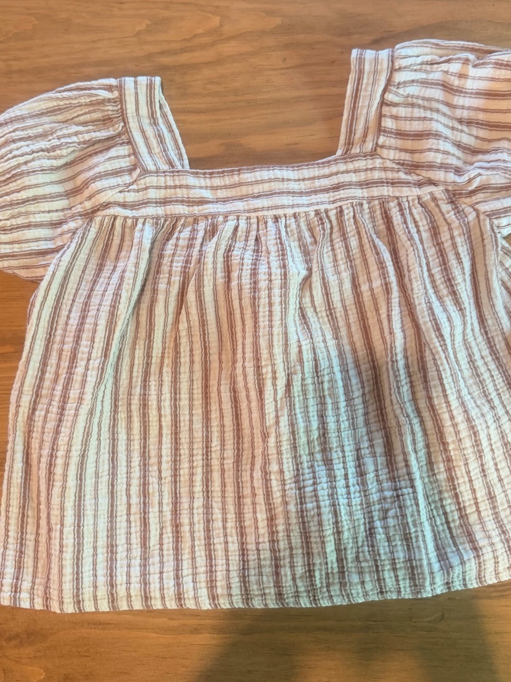 Copper Key Pink and Cream Striped Square-Neck Top